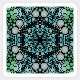 Dot Mandala Flower Blue Green and Grey Sticker